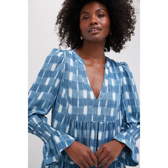 POMANDER PLACE Blue Ikat Kenzo Dress Size M NWT Retail $128 Tuckernuck - Picture 6 of 8